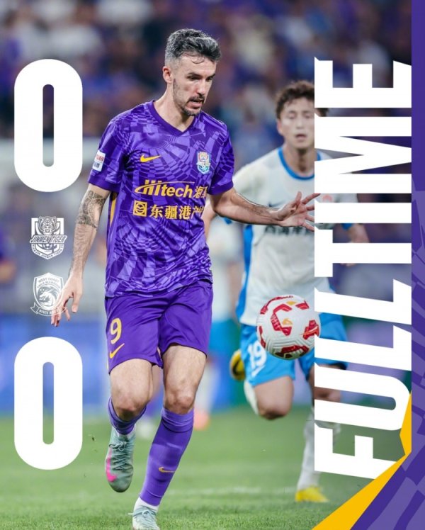 全场比赛截至，津门虎队主场0-0战平青岛西海岸