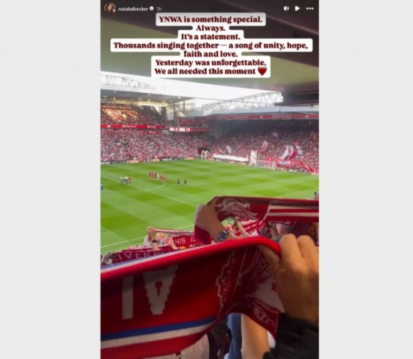 阿利森妻子社媒赞利物浦球迷致敬若塔兄弟：多么令人自豪的地方！