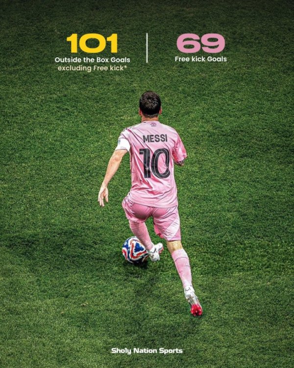 远射也无解！38岁梅西禁区外分解战进101球，此外还有69个即兴球