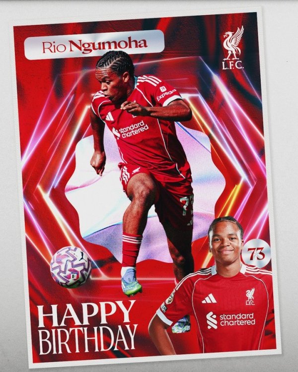恩古莫哈17岁寿辰，利物浦官推晒海报送祝颂：寿辰欣慰！
