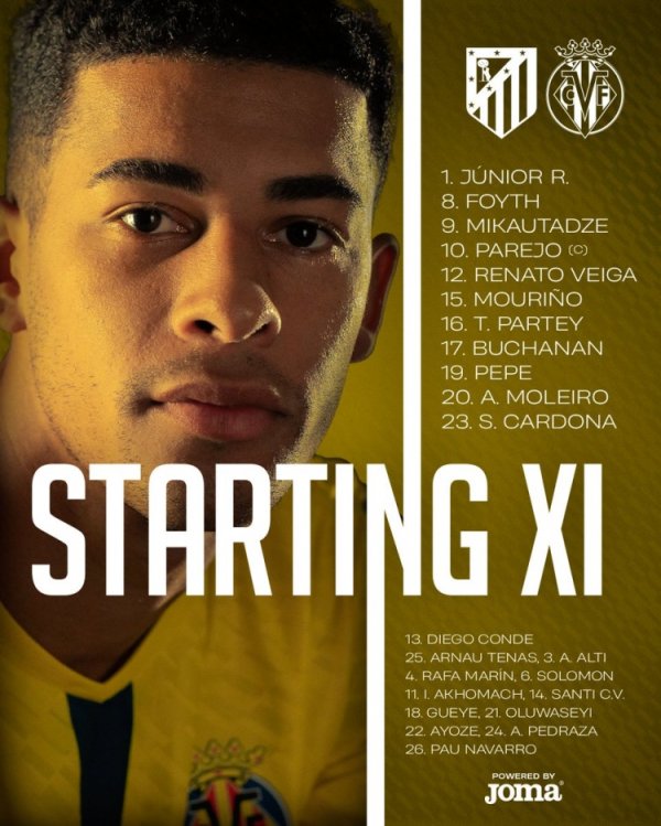 马竞vs黄潜首发：格列兹曼、阿尔瓦雷斯先发，佩佩、托马斯出战