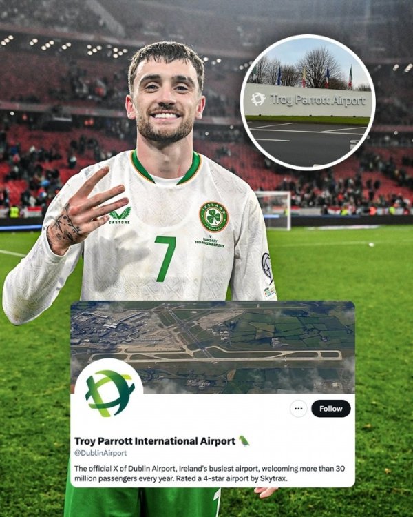 理睬英杰胜利！爱尔兰齐柏林机场玩笑：咱们更名叫“帕洛特机场”