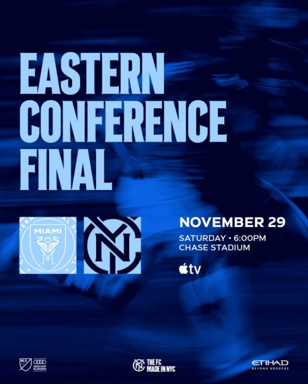 纽约城晒海报预热对阵迈阿密国外，比赛11月30日7点开球